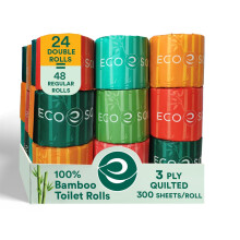 Eco Soul Bamboo Toilet Roll I 24 Toilet Rolls 3 Ply I 7200 Sheets I Ultra Soft I Eco-Friendly Bamboo Toilet Rolls I Septic Safe I Biodegradable I