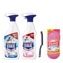 Ultimate Limescale Remover Bundle: 500ml Classic & 500ml Fresh Spring Rose Limescale Remover, Heavy Duty Bathroom Cleaner, Non-Scratch Scrubbing Pad &