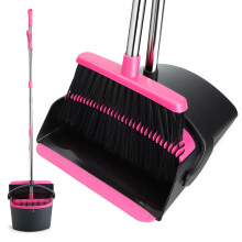 XXFLOWER Dustpan and Brush Set Long Handled, Household Dust pan with Comb Teeth, 51.2 Inch Broom and Dustpan Set with Smooth Rubber Lip for Indoor