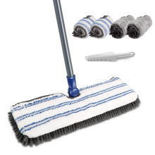 Masthome Flat Floor Mop, 2 in 1 Chenille Microfibre Mop with 127cm Long Handle & 4 Reusable Washable Pads, Household Wet & Dry Mops with Dirt Removal