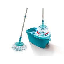 Leifheit Clean Twist Disc Mop Ergo Mop and Bucket, Floor Mop with Moisture-Controlled Spin Mop, Easy-Steer 360 Joint Microfibre Mop Head, 33cm Wide,