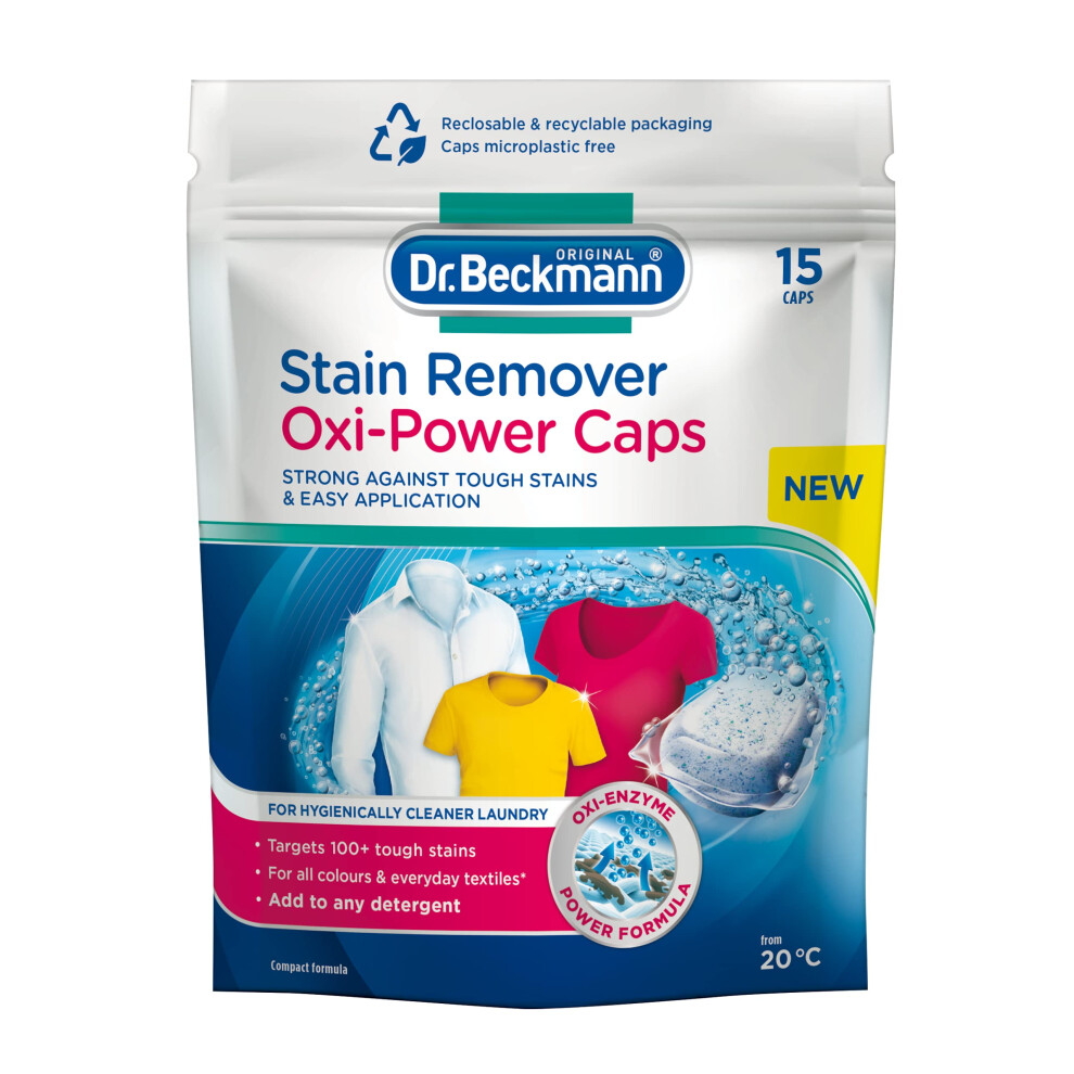 Dr Beckmann Dr. Beckmann Stain Remover Oxi Power Caps | Eliminate Stubborn Stains | Convenient, Ready-To-Use Caps | For Both Machine Washing & Soaking | 15 Caps