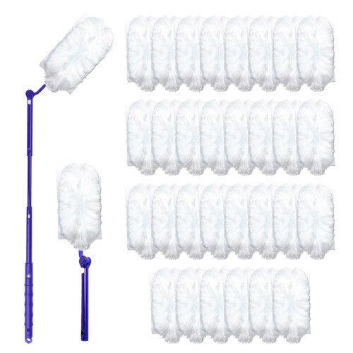 30PCS Fluffy Dusters Refills Compatible with FLASH Dusters, Microfiber Fluffy Dusters Refills with Extender Handle and 270 Degree Short