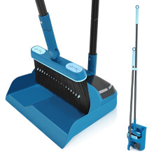 JEHONN Long Handled Dustpan and Brush Set, 138CM Swivel Broom, Upright Foldable Dust Pan with Comb Teeth for Home Kitchen Lobby Indoor Floor Cleaning