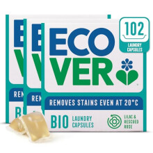 Ecover Bio Washing Capsules - Laundry Capsules / Tablets - Laundry Detergent With Clean And Fresh Lilac & Rescued Rose Scent, 3x Pack of 34 Capsules /