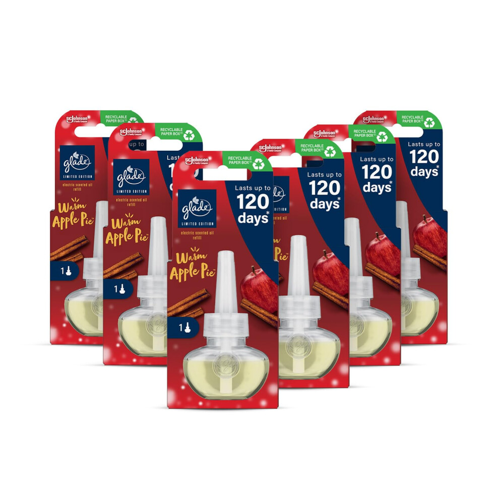 Glade Plug in Air Freshener Refill, Electric Scented Oil Room Air Freshener, Warm Apple Pie, Pack of 6 (6 x 20ml)