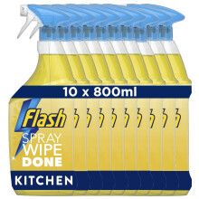 Flash Spray Wipe Done Kitchen Cleaning Sprays, Crisp Lemon, 8 Litres (800 ml x 10),