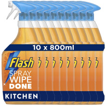 Flash Spray Wipe Done Kitchen Cleaning Sprays, Bright Mandarin, 8 Litres (800 ml x 10)