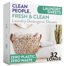 Clean People Laundry Detergent Sheets - Recyclable Packaging, Hypoallergenic, Stain Fighting - Ultra Concentrated, Laundry Soap - Fresh Scent, 32 Pack