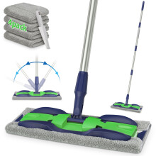 Microfibre Mop for Floor Cleaning - MEXERRIS Mops Wet with 4x Washable Pads, Dust Adjustable Handle Wood Flat Home Commercial Use Hardwood Laminate