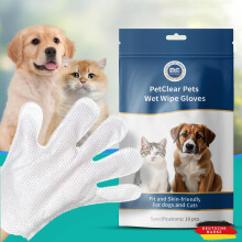 Petclear Pet Glove Wipe for Dog, Wash Free, Thickened, Gentle Cleaning Grooming Wipes for Daily Care and Traveling, Easy Use on Fur Face, Body, Ear,