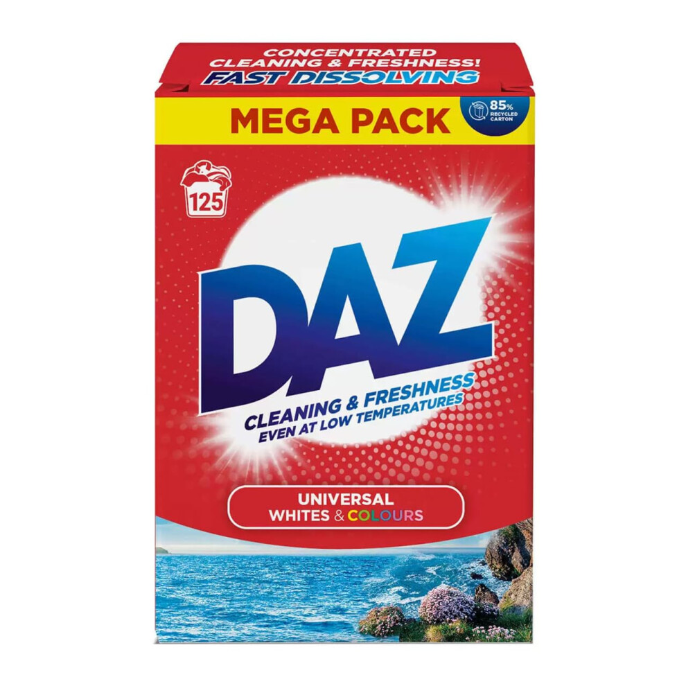 New Daz Washing Powder 125 Washes ? Family Pack Laundry Detergent For Brilliant Whites & Powerful Stain Removal ? Long Lasting, Fresh Scent. 50003706 6.25Kg
