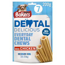 Bakers Dental Delicious Medium Dog Chews Chicken, 200g Pack of 6 - Helps Clean Teeth (Code 12113878)