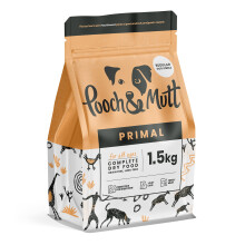 Pooch & Mutt - Primal High Protein Grain Free Dry Dog Food (Regular Sized Kibble), Lamb And Ostrich Flavour, 1.5kg