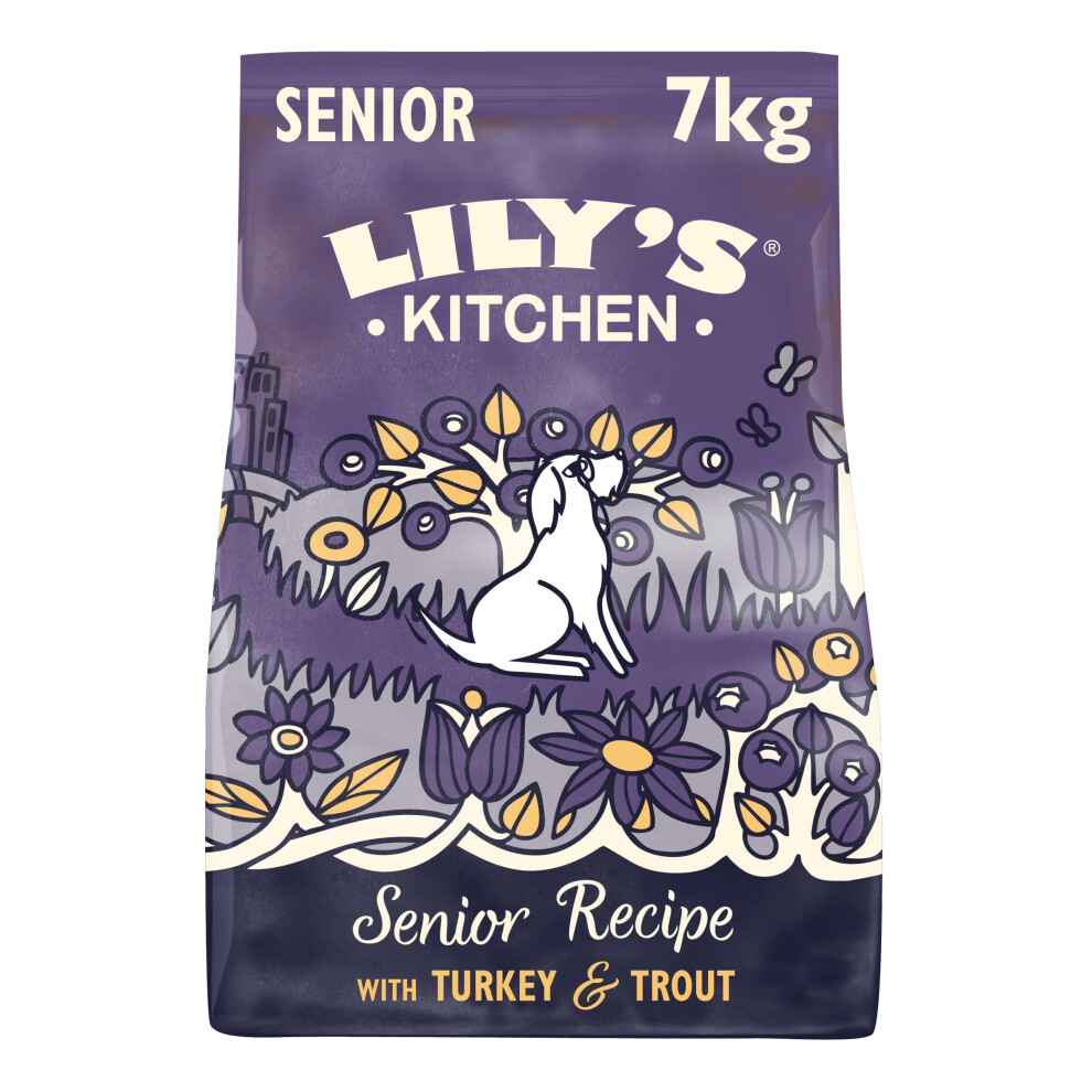 Lily's Kitchen Lily?S Kitchen Made With Natural Ingredients Senior Dry Dog Food Turkey & Trout Complete Nutrition 7Kg Bag White