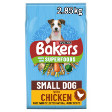 Bakers Small Dog Dry Dog Food Chicken and Veg 2.85kg, Pack of 4