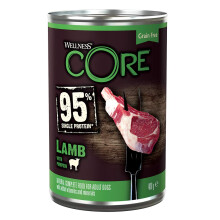 Wellness CORE 95 Percent Lamb & Pumpkin, 6 x 400g, Dog Food Wet for All Dog Breeds, Chunky Pat?, Grain-Free, High Meat Content, Protein-Rich, Limited
