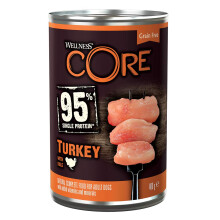 Wellness CORE 95 Percent Turkey & Kale, 6 x 400g, Dog Food Wet for All Dog Breeds, Chunky Pat?, Grain-Free, High Meat Content, Protein-Rich, Limited