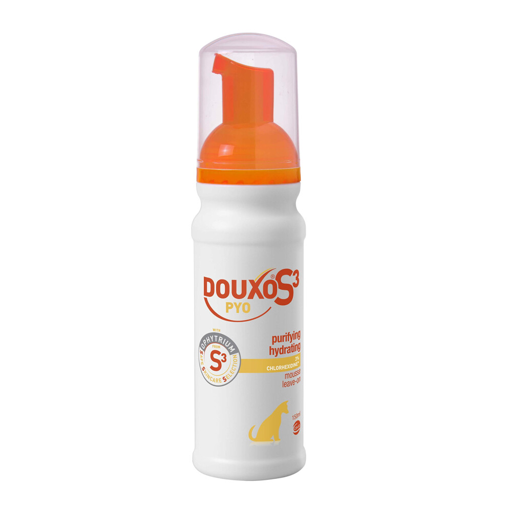 Douxo S3 Pyo Mousse | Waterless Antibacterial & Anti-Yeast Mousse For Dogs | Leave-On S3-Pyo Mousse | Chlorhexidine For Dogs | No Rinse No Bath