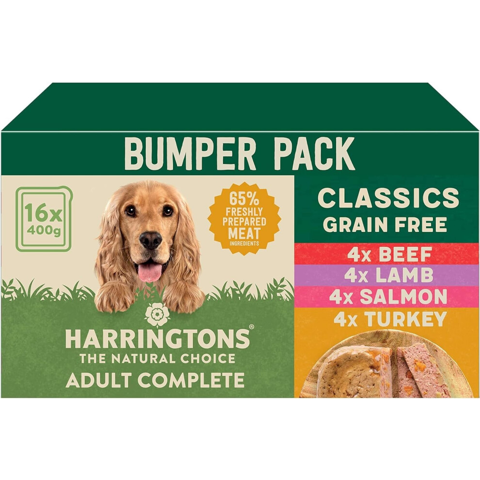 Harringtons Free Adult Mixed Flavour Wet Dog Food Classics Pack - 16X400g Grain