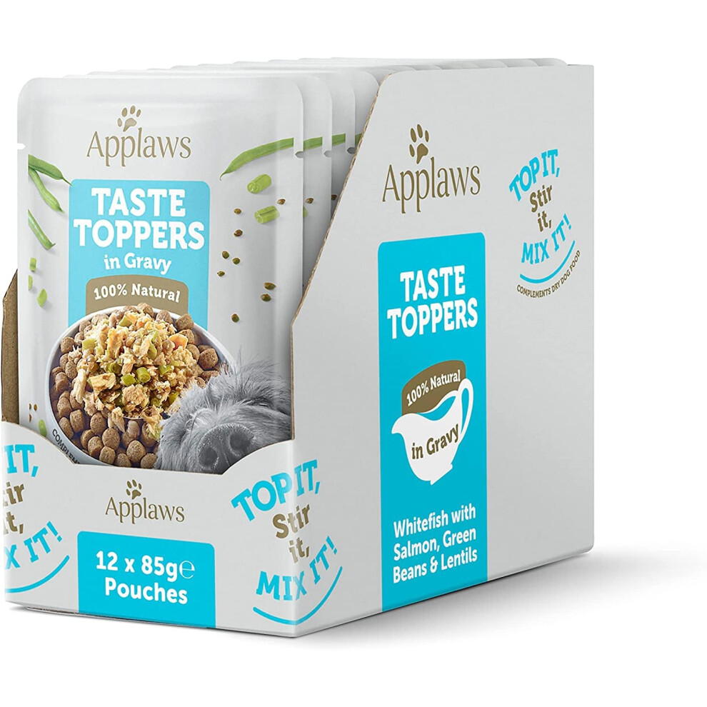 Applaws Natural Wet Dog Food Pouch, Grain Free Whitefish With Salmon In Gravy 12 X 85G Pouches