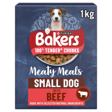 BAKERS Meaty Meals Small Dog Beef Dry Dog Food 1kg, (Pack of 5)