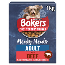 BAKERS Meaty Meals Beef Dry Dog Food 1kg, (Pack of 5)