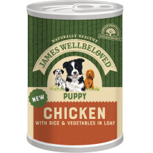 James Wellbeloved Puppy Chicken, Rice and Vegetables in Loaf Can, Hypoallergenic Wet Dog Food (12x400g)