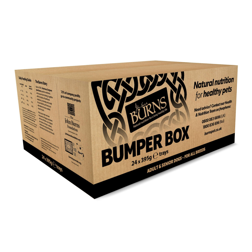 Burns Pet Nutrition Wet Dog Food For Adult & Senior Dogs ? 24 X 395G Variety Box (8 X Free-Range Chicken, 8 X Wholesome Turkey, 4 X Hearty Lamb, 4 X