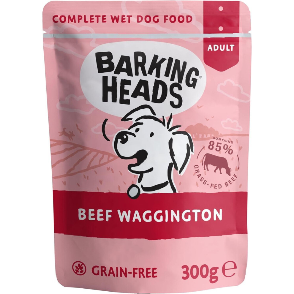 Barking Heads Wet Dog Food - Beef Waggington - No Artificial Flavours - Grain-Free Recipe (10 x 300 g)