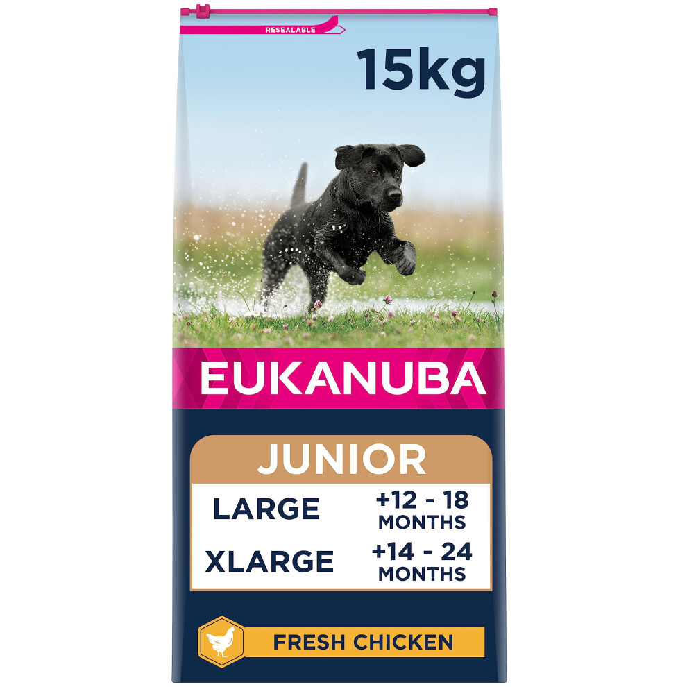 Eukanuba Complete Dry Dog Food For Junior Puppy Large And Giant Breeds With Fresh Chicken 15 Kg