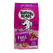 Barking Heads Complete Dry Dog Food 12kg - Adult All Hounder Fuss Pot Duck - Natural Grain Free Hypoallergenic for Fussy Eaters & Sensitive Stomachs -