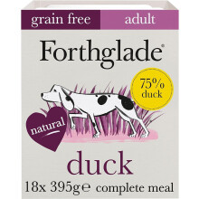 Forthglade Wet Dog Food (18 x 395g Trays) - Adult 1 year +, Grain Free Duck with Vegetables, Stomach Sensitive Dog Food with Natural Ingredients,