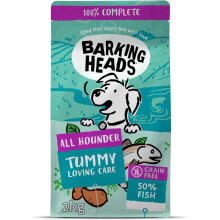 Barking Heads Complete Dry Dog Food 2kg - Adult All Hounder Tummy Loving Care Fish - Natural Grain Free Hypoallergenic for Sensitive Stomachs - Vet