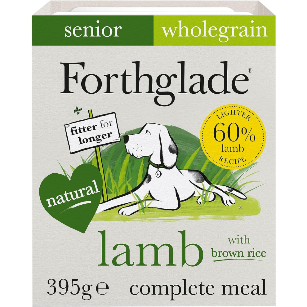 Forthglade Complete Natural Wet Dog Food - Lamb With Wholegrain Rice & Vegetables (18 X 395G) Trays - Senior Dog Food 7 Years+ Brown