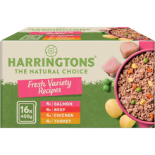 Harringtons Complete Wet Tray Grain Free Hypoallergenic Adult Dog Food Classics Variety Pack 16x400g - Salmon, Beef, chicken & Turkey- Made with All