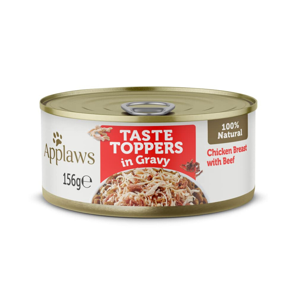 Applaws 100% Natural Wet Dog Food, Free Chicken With Beef In Gravy Tin, 156G (Pack Of 12) Grain