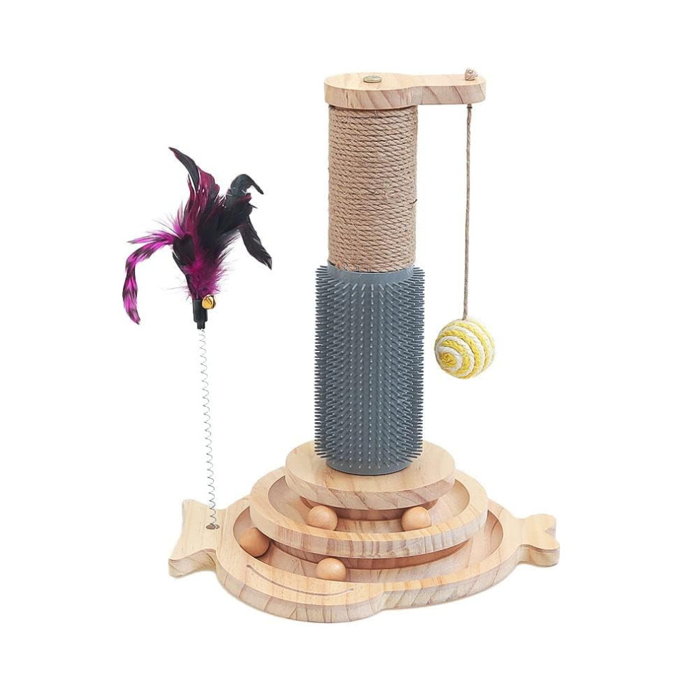 Marchul 5 in 1 Cat Toys - Cat Sisal Rope Scratching Post with Hanging Ball, Interactive Track Toy Ball for Indoor Playing