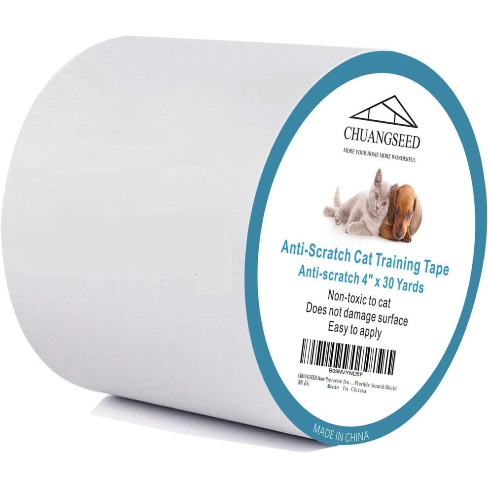 Chuangseed Anti Cat Scratch Tape 4" X 30Yds Furniture Protector Cat Training Tape, Clear Double Sided Cat Scratch Deterrent Tape, Stop Cats Scratching 5051220420739