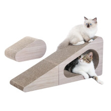 PAWZ Road 2-in-1 Cat Scratching Board, Cardboard Cat Scratchers, Collapsible Scratching Pads with Ball 71cm