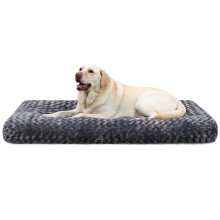 KSIIA Extra Large Dog Bed Washable, XL Calming Crate Mattress with Non Skid Bottom, Fluffy Anti Anxiety Dog Beds, Pet Pillow Cushion, Dark Grey,