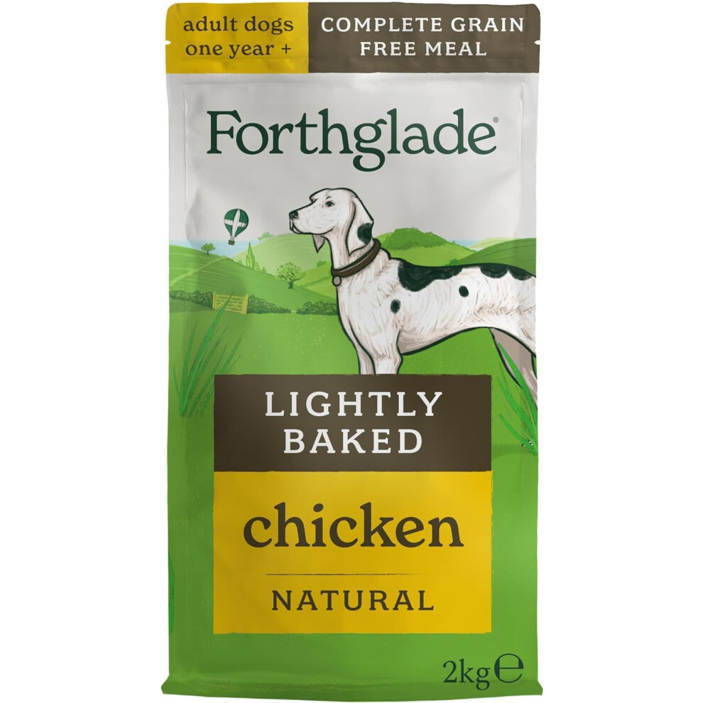 Forthglade Grain Dry Dog Food, Lightly Baked, (2Kg Resealable Bag), Adult Dogs, Chicken With Sweet Potato, Free Dog Food With 50% Single Source 2Kg