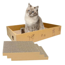 MUAEEOK Cat Scratcher - 3 Pack Cardboard Boxes for Indoor Cats & Kittens, Large Size Scratch Pad Boards