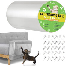 Lewondr Anti-Scratch Cat Scratching Deterrent Tape, 7.87x118 inches Transparent Clear Cat Scratch Furniture Protector, Single Side Cat Scratch