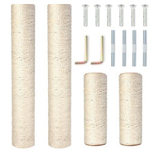 Pinkgarden Natural Sisal Replacement Cat Scratching Post, 4 Pieces M8 Cat Scratch Post Refill Pole Parts for Refurbishment, White, Include Screws