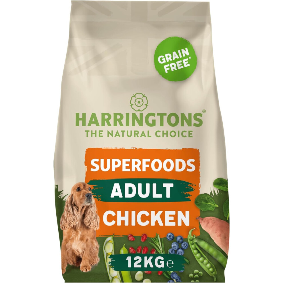 Harringtons Superfoods Complete Grain Free Hypoallergenic Chicken With Veg Dry Adult Dog Food 12Kg (Harrgfsc-12)