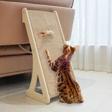 PETKARAY Cat Scratcher, Sisal Cat Scratching Ramp, L Shape Cat Scratch Pad for Indoor Cats, 27" Wall Furniture Protector with Mouse Toy
