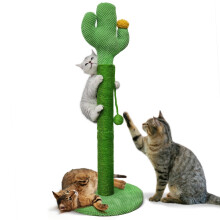 Tall Cat Scratching Post for Indoor Cats 83cm Cactus Cat Scratch Post Large Scratch Posts For Adult Cats Sisal Rope Covered Cat Post With Ball Sturdy