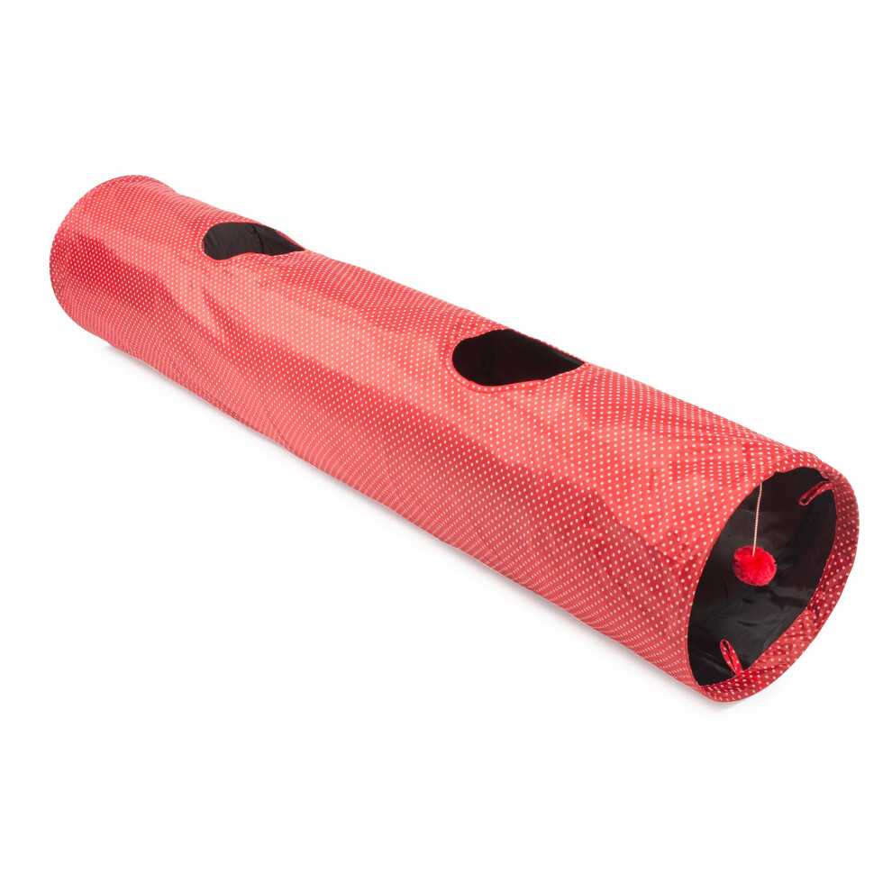 Ancol Polka Dot Cat Tunnel Red