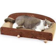 FUKUMARU Cat Scratcher Cardboard, 66cm Lounge Bed, Durable Cat Scratcher Bed Large Lounger, 2 Reversible Cat Scratching Pads for Indoor Cats,